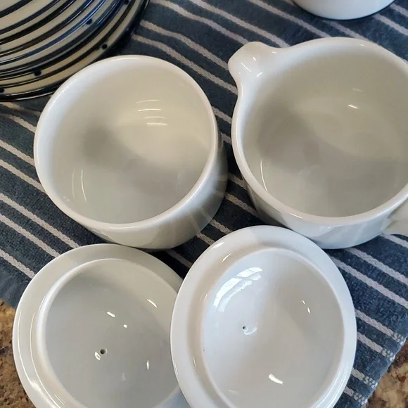 Dansk Bistro Fredriksborg Blue Coffee Mugs Saucers Cream Sugar Set of 30 - Picture 7 of 12